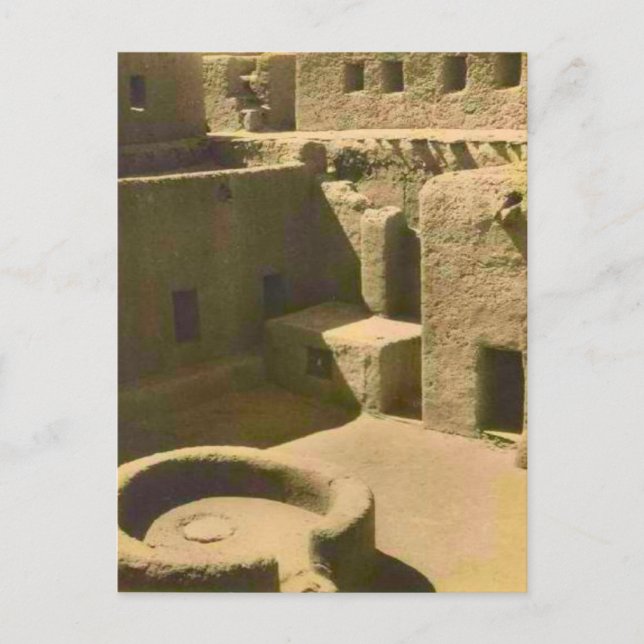Vintage, mud brick courtyard, Algeria Postcard (Front)