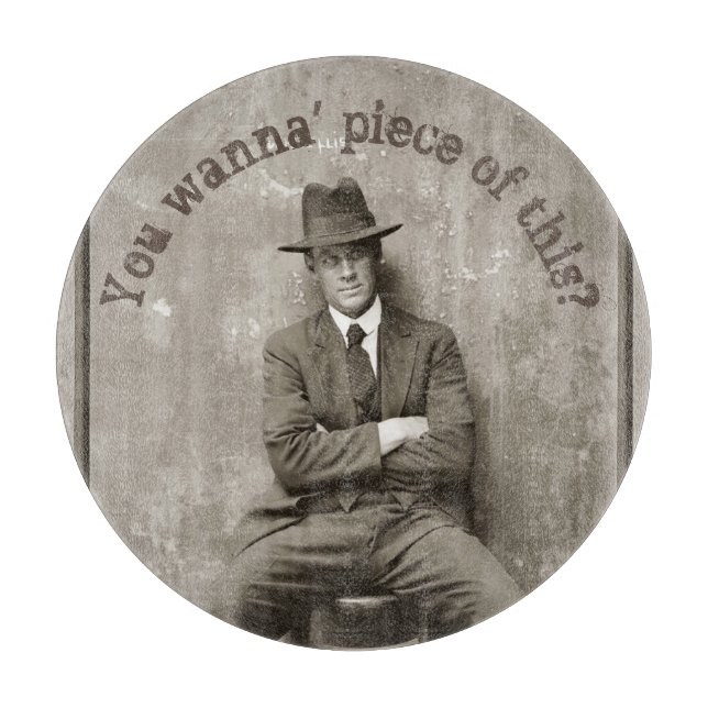 Vintage mugshot mafia gangster funny piece of  cutting board (Front)
