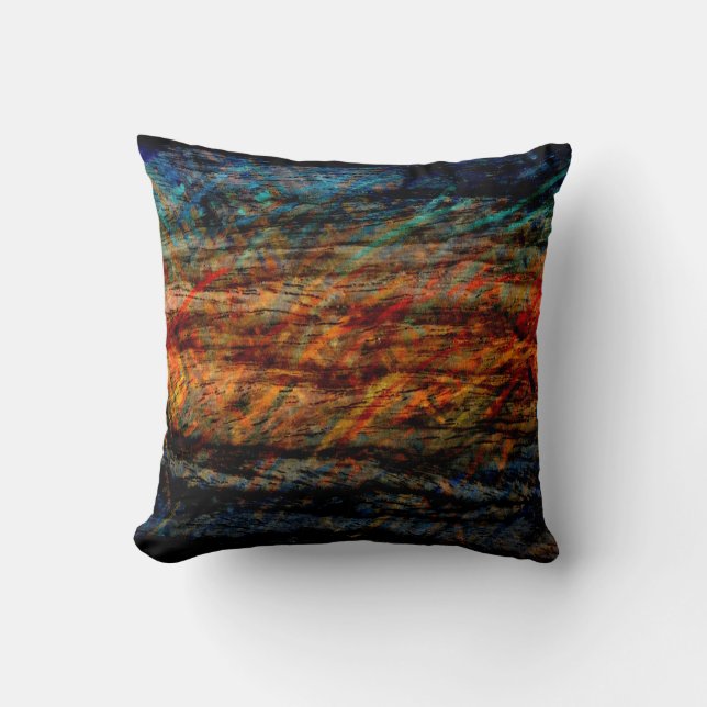 Vintage Multi-colour Wood Art Cushion (Front)