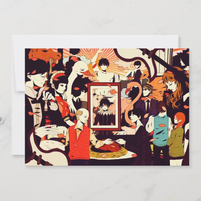 Vintage Multi Human Character Humour Party Announcement (Front)