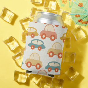 Vintage Multicolor Cars Pattern Can Cooler