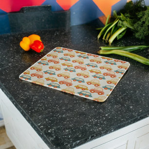 Vintage Multicolor Cars Pattern Cutting Board