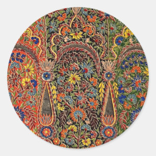 Vintage Multicolored Floral Pattern Classic Round Sticker