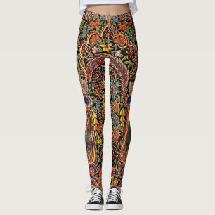 Vintage Multicolored Floral Pattern Leggings