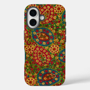 Vintage Multicolored Floral Tapestry iPhone 16 Case