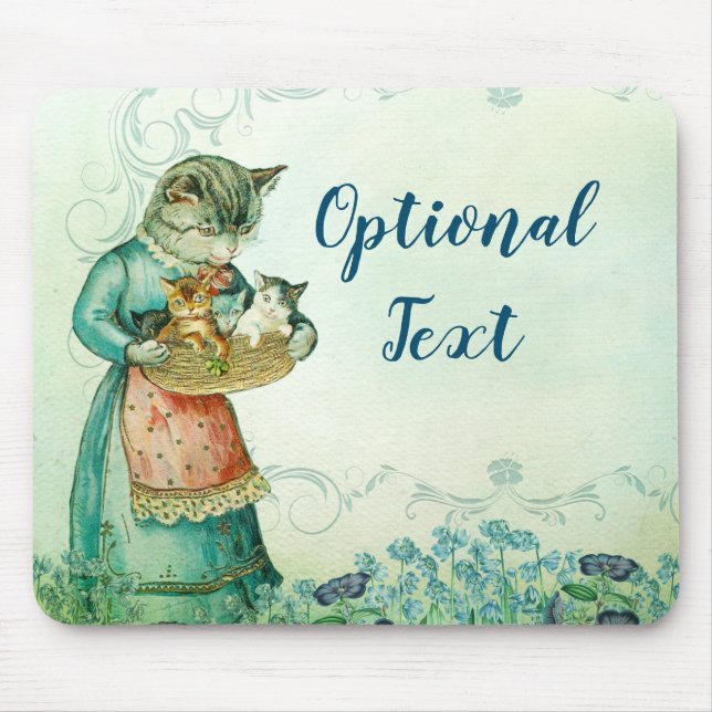 Vintage Mum Cat with Kittens  Mouse Pad (Front)