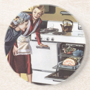 Vintage Mum in the Kitchen Cooking an Easter Ham Coaster