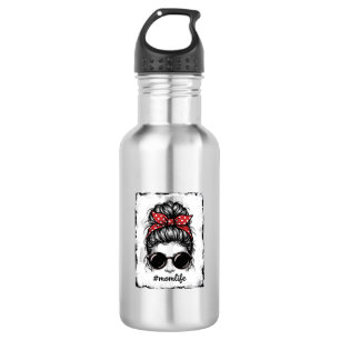 Vintage Mum Life Messy Bun Bandanna Shirt Design_1 532 Ml Water Bottle
