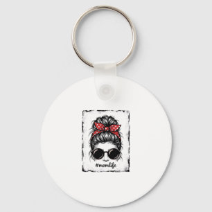 Vintage Mum Life Messy Bun Bandanna Shirt Design_1 Key Ring