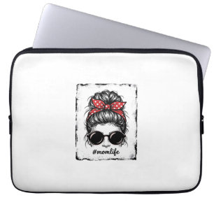 Vintage Mum Life Messy Bun Bandanna Shirt Design_1 Laptop Sleeve