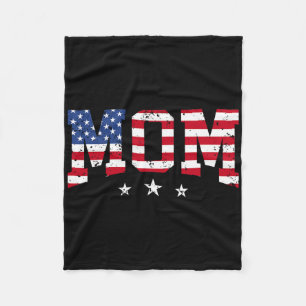 Vintage Mum Mother's Day American Mum Usa Flag 4th Fleece Blanket