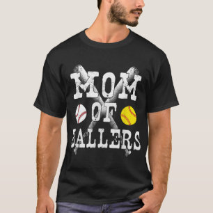 Vintage Mum of Ballers Funny Baseball Softball Lov T-Shirt