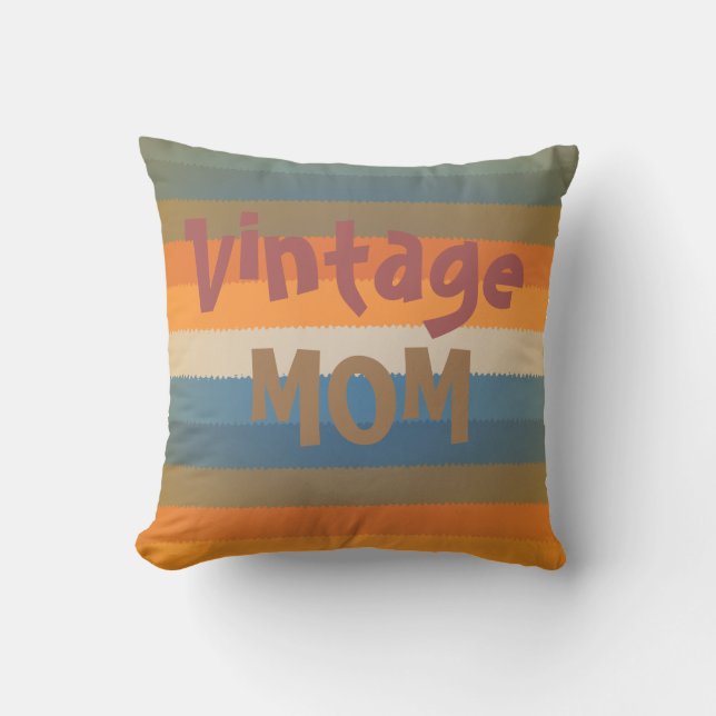 Vintage mum retro stripes cushion (Front)