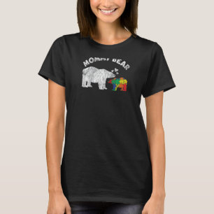 Vintage Mummy Bear Mother Autistic Kids Autism Awa T-Shirt