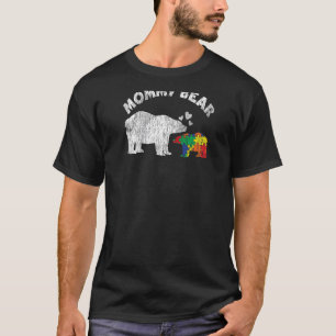 Vintage Mummy Bear Mother Autistic Kids Autism Awa T-Shirt