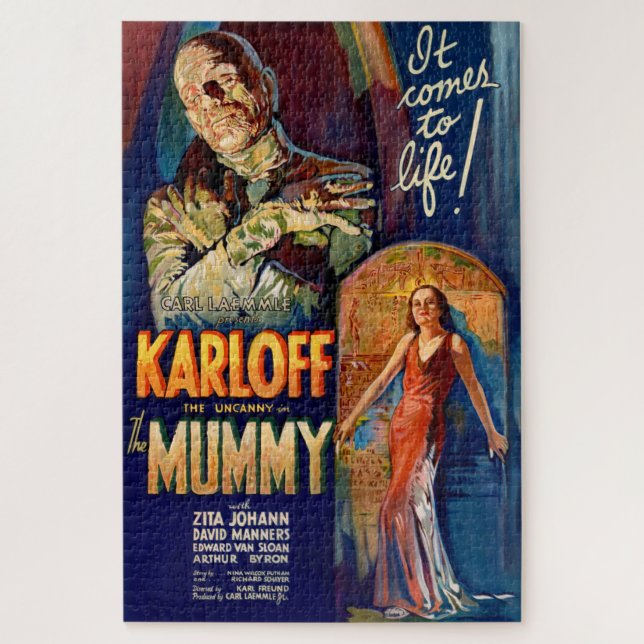 Vintage Mummy Monster Movie Poster Jigsaw Puzzle (Vertical)