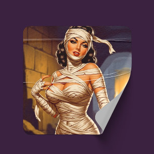 Vintage Mummy Pin-up Square Sticker