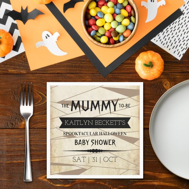 Vintage Mummy To Be | Halloween Baby Shower Napkin (Creator Uploaded)