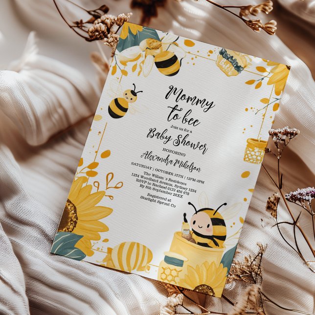 Vintage Mummy to Bee Wildflowers Baby Shower Invitation (Creator Uploaded)
