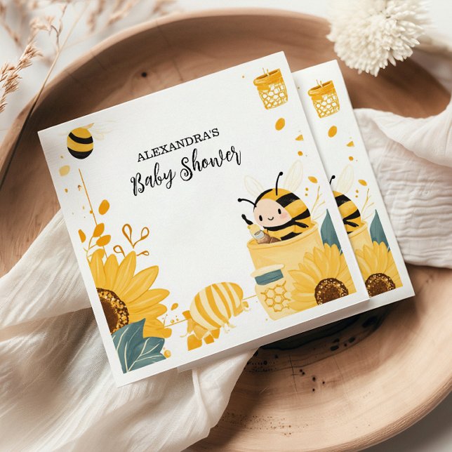 Vintage Mummy to Bee Wildflowers Baby Shower Napkin (Creator Uploaded)