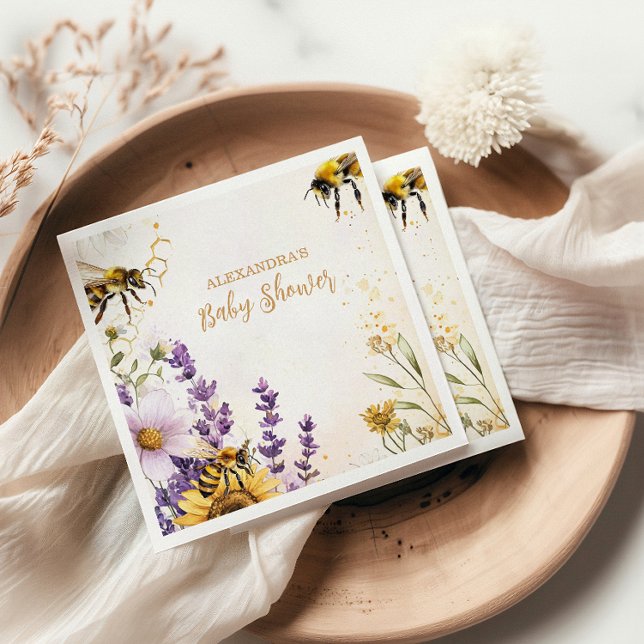Vintage Mummy to Bee Wildflowers Baby Shower Napkin (Creator Uploaded)