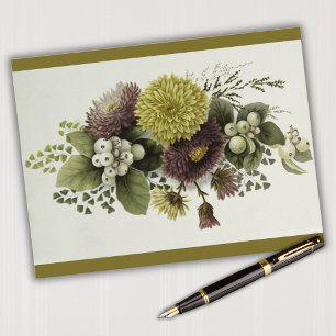 Vintage Mums And Berries Floral Postcard