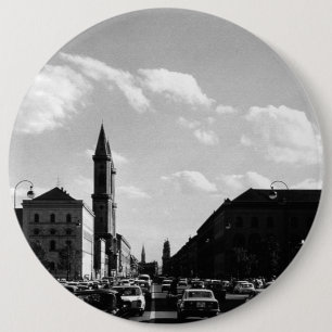 Vintage Munich ludwigstraße University church 1970 6 Cm Round Badge