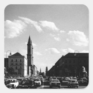 Vintage Munich ludwigstraße University church 1970 Square Sticker