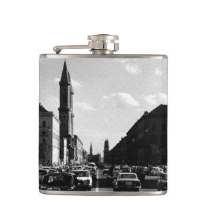 Vintage Munich ludwigstraße University church Hip Flask