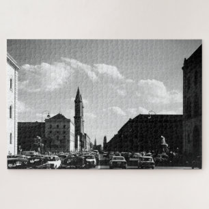 Vintage Munich ludwigstraße University church Jigsaw Puzzle