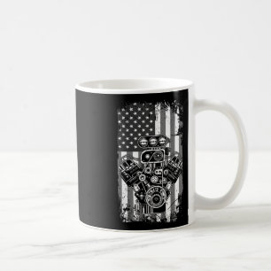 Vintage Muscle Car Piston American Flag Funny Mech Coffee Mug