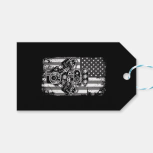 Vintage Muscle Car Piston American Flag Funny Mech Gift Tags