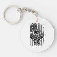 Vintage Muscle Car Piston American Flag Funny Mech