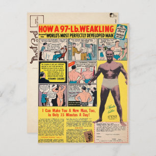 Vintage Muscle Comic Book Advertisement Postcard