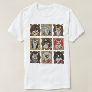 Vintage Museum Wall, Hilarious Corgi Dog Portraits T-Shirt