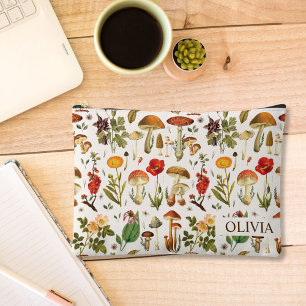 Vintage Mushroom and Wildflower Accessory Pouch