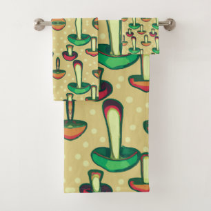 Vintage Mushroom Background Bath Towel Set
