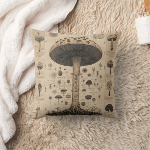 Vintage Mushroom Botanical Chart (10) Cushion