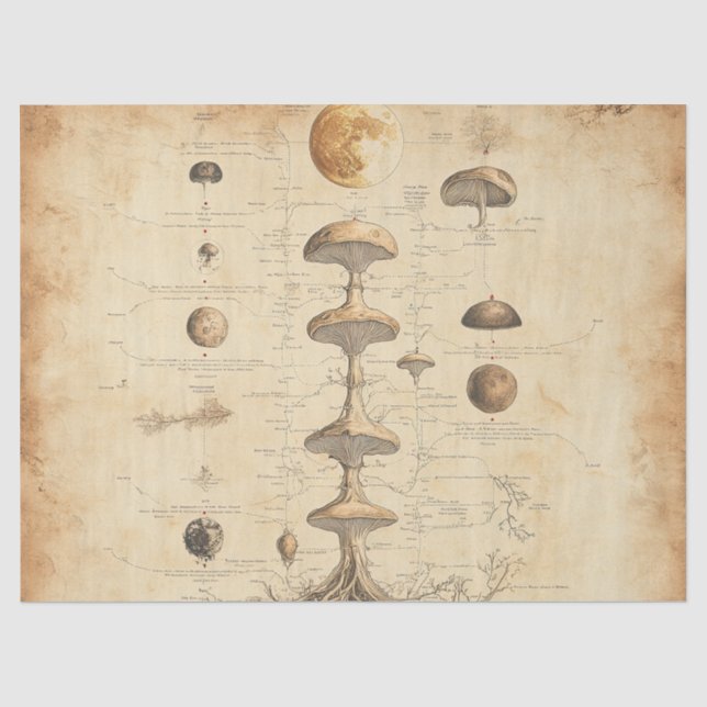 Vintage Mushroom Botanical Chart (12) Tissue Paper (Front)