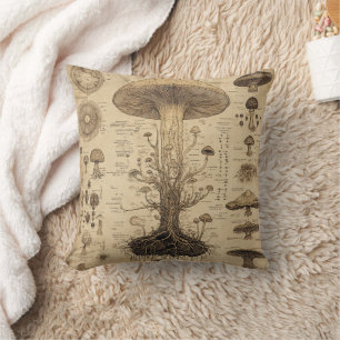 Vintage Mushroom Botanical Chart (5) Cushion