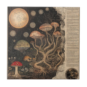 Vintage Mushroom Botanical Chart (7) Ceramic Tile