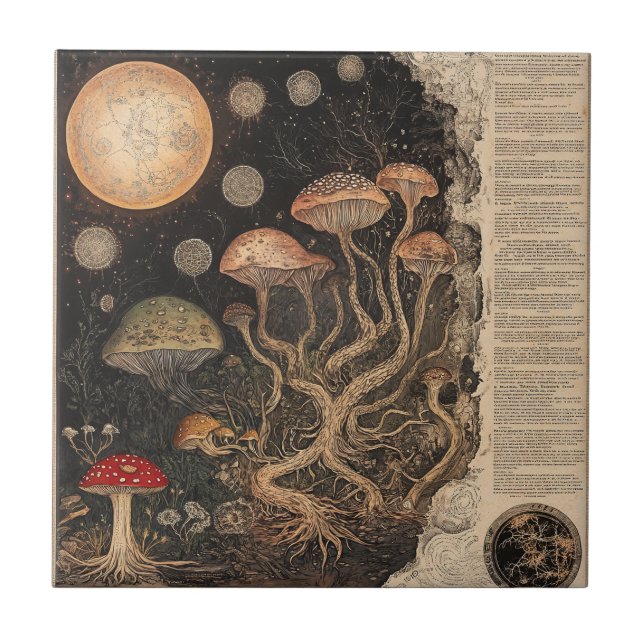 Vintage Mushroom Botanical Chart (7) Ceramic Tile (Front)