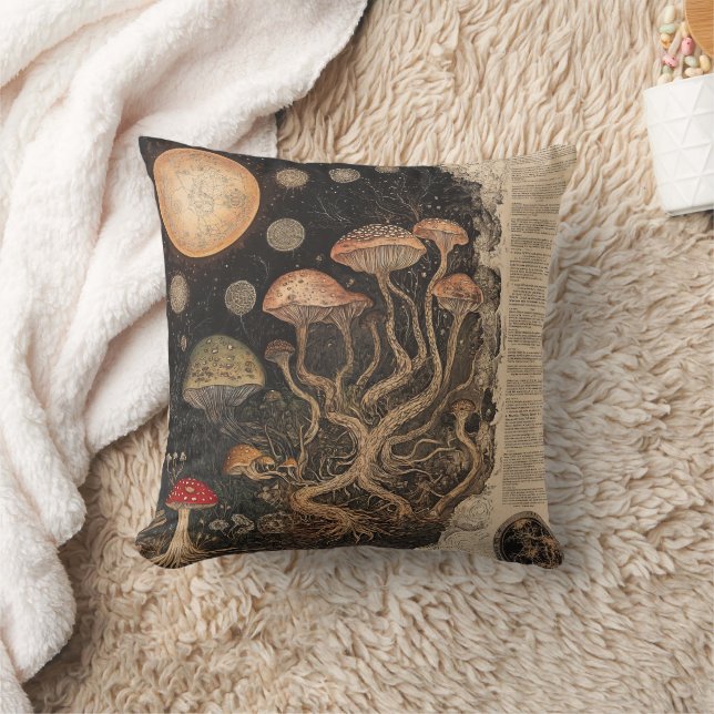 Vintage Mushroom Botanical Chart (7) Cushion (Blanket)
