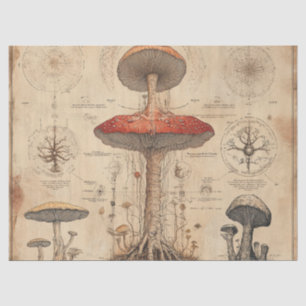 Vintage Mushroom Botanical Chart (8) Tissue Paper