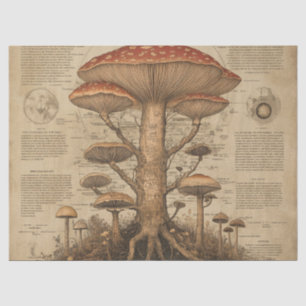 Vintage Mushroom Botanical Chart (9) Tissue Paper