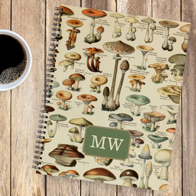 Vintage Mushroom Custom Monogram Journal Note Book (Creator Uploaded)