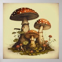 Vintage Mushroom Digital Art 10