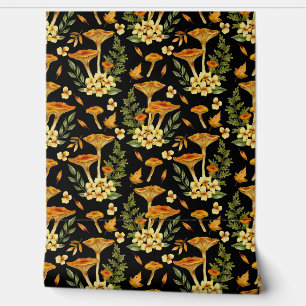 Vintage Mushroom & Flower Wallpaper - Retro Botani