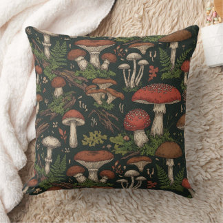 Vintage Mushroom Forest Botanical Cushion