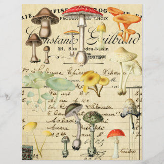 Vintage Mushroom Fungi Collage Sheet